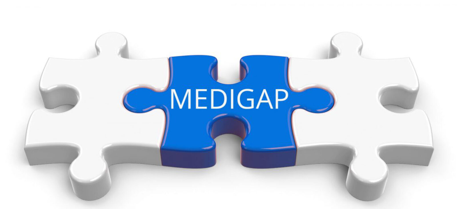 Three interlocking puzzle pieces, the blue center piece reading Medigap.